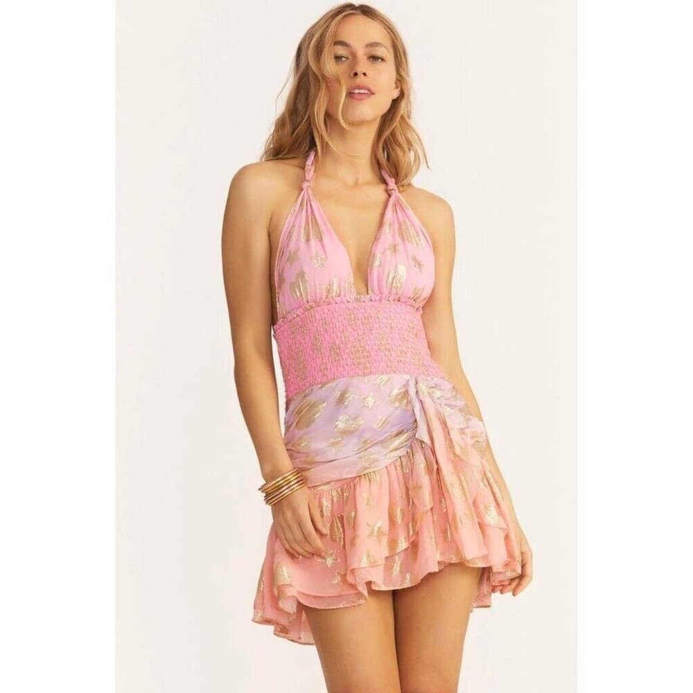 LoveShackFancy Cambria Halter Mini Dress